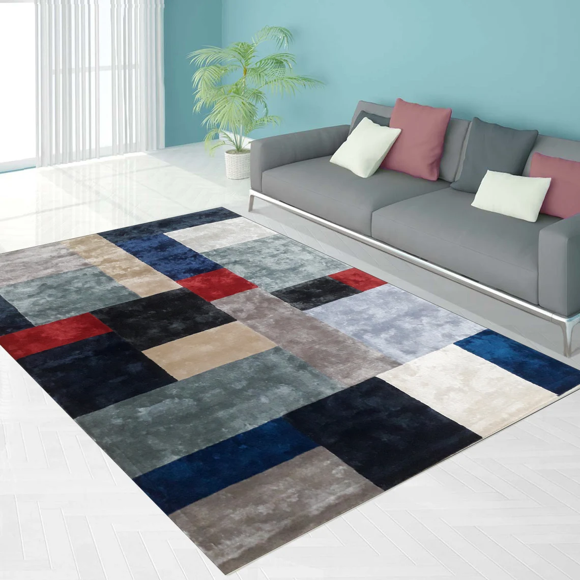 Multicolor Round Viscose Carpet